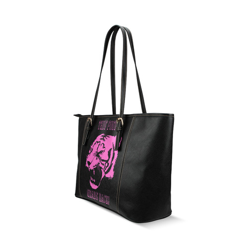 This Pussy Grabs Back! Leather Tote Bag/Small (Model 1640)