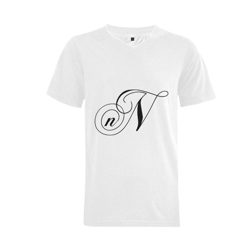 Alphabet N - Jera Nour Men's V-Neck T-shirt  Big Size(USA Size) (Model T10)