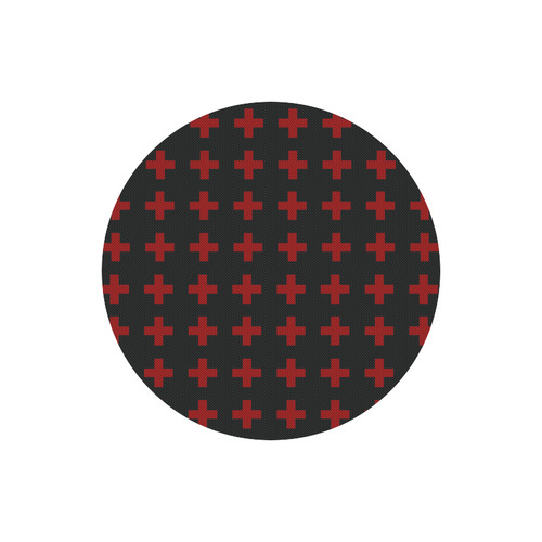 Punk Rock Red Crosses Round Mousepad