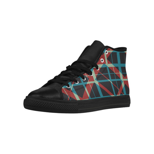 Plaid I hipster style plaid pattern Aquila High Top Microfiber Leather Women's Shoes/Large Size (Model 032)