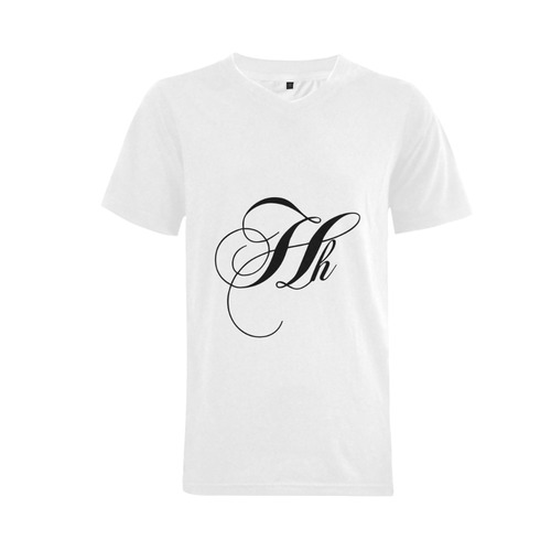 Alphabet H - Jera Nour Men's V-Neck T-shirt  Big Size(USA Size) (Model T10)