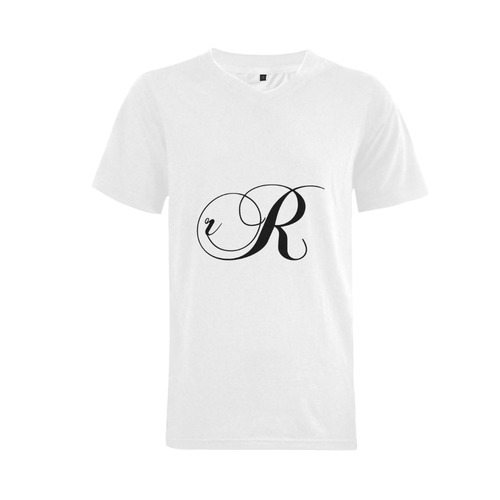 Alphabet R - Jera Nour Men's V-Neck T-shirt (USA Size) (Model T10)