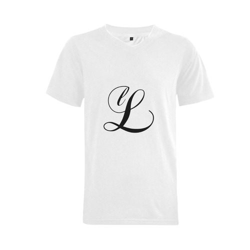 Alphabet L - Jera Nour Men's V-Neck T-shirt (USA Size) (Model T10)