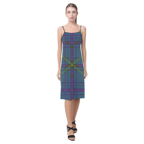 Neon Plaid modern 80's design Alcestis Slip Dress (Model D05)