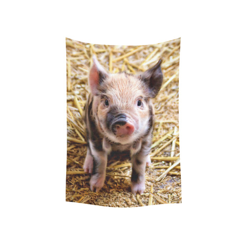 Photography - LITTLE CUTE SPOTTED PIGLET Cotton Linen Wall Tapestry 40"x 60"
