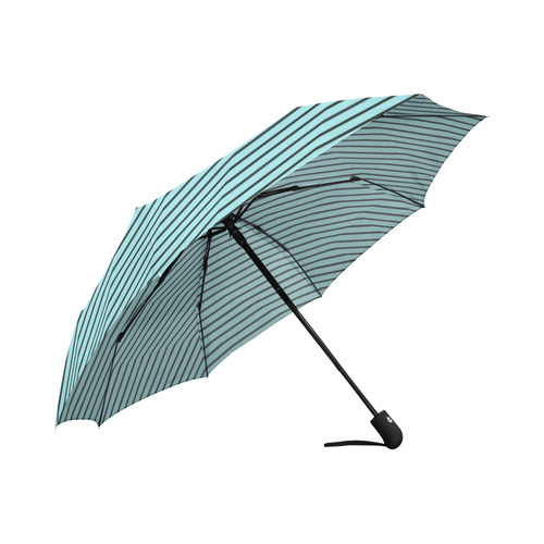 Island Paradise and Black Diagonal Stripe Auto-Foldable Umbrella (Model U04)