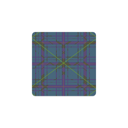 Neon Plaid modern 80's design Square Coaster