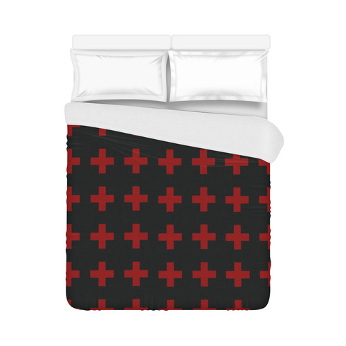 Punk Rock Style Red Crosses Pattern Duvet Cover 86 X70 All Over
