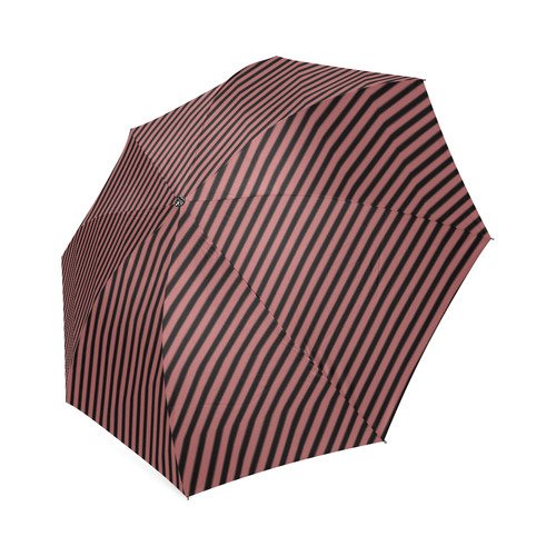 Dusty Cedar and Black Diagonal Stripe Foldable Umbrella (Model U01)