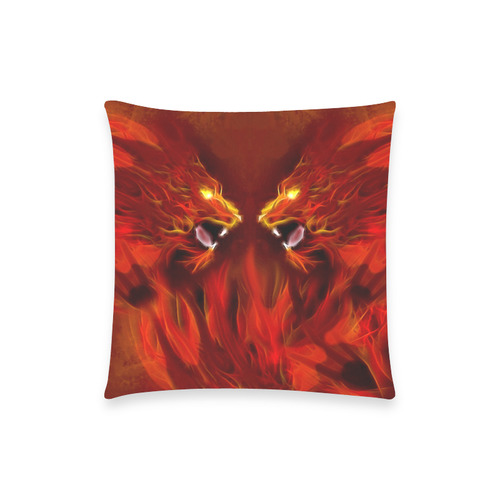 Fire Head Lions in Love ;-) Custom  Pillow Case 18"x18" (one side) No Zipper