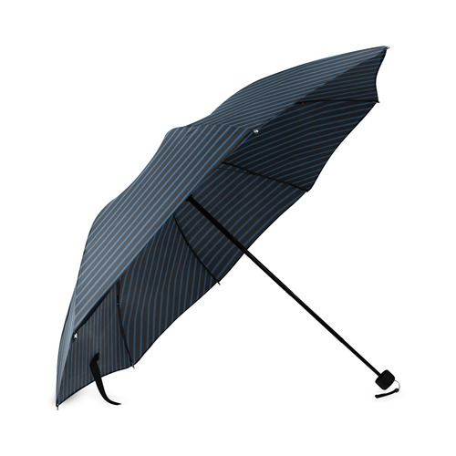 Lapis Blue and Black Diagonal Stripe Foldable Umbrella (Model U01)
