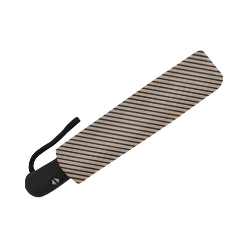 Warm Taupe and Black Diagonal Stripe Auto-Foldable Umbrella (Model U04)