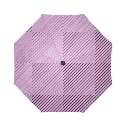 Orchid and Black Diagonal Stripe Auto-Foldable Umbrella (Model U04)