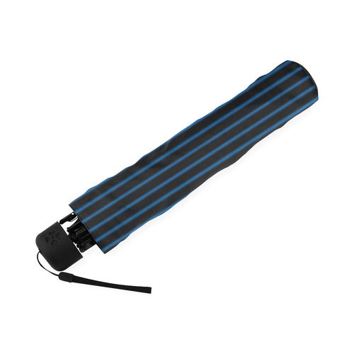 Lapis Blue and Black Diagonal Stripe Foldable Umbrella (Model U01)