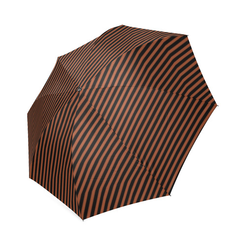 Potter's Clay and Black Diagonal Stripe Foldable Umbrella (Model U01)