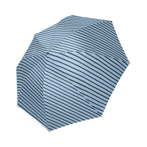 Airy Blue and Black Diagonal Stripe Foldable Umbrella (Model U01)