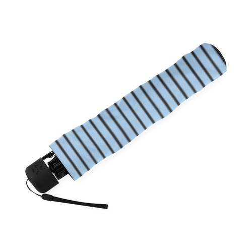 Airy Blue and Black Diagonal Stripe Foldable Umbrella (Model U01)