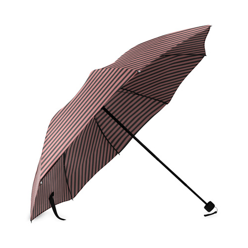 Dusty Cedar and Black Diagonal Stripe Foldable Umbrella (Model U01)