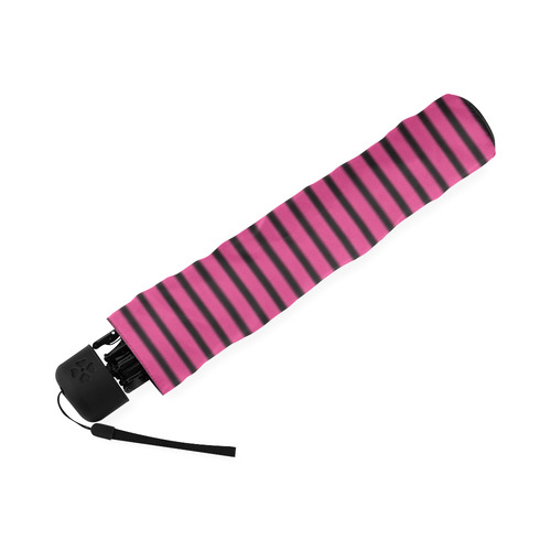 Pink Yarrow and Black Diagonal Stripe Foldable Umbrella (Model U01)