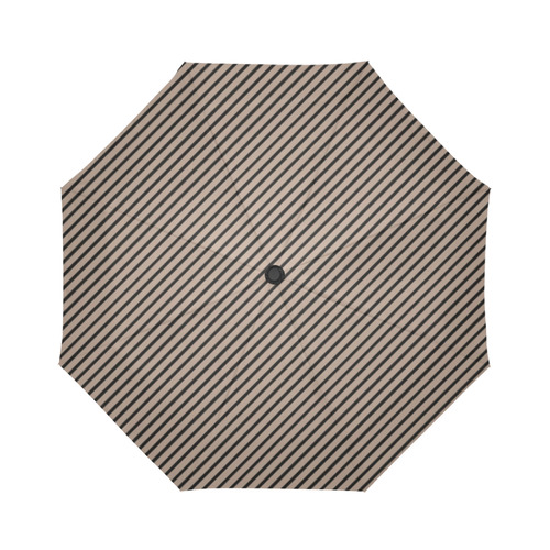 Warm Taupe and Black Diagonal Stripe Auto-Foldable Umbrella (Model U04)