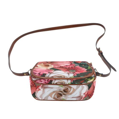 Beautiful Abstract Floral Pattern Saddle Bag/Small (Model 1649) Full Customization