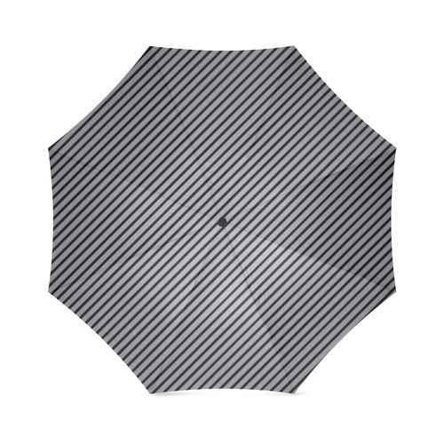 Lilac Gray and Black Diagonal Stripe Foldable Umbrella (Model U01)