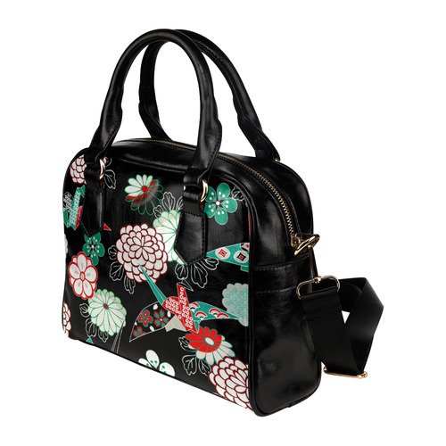 Japanese Origami Floral Kimono Pattern Shoulder Handbag (Model 1634) | ID: D1241013