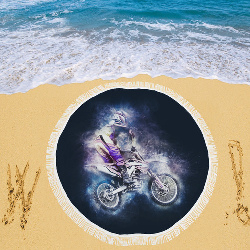 Motocross Motorcycle Motorbike Circular Beach Shawl 59"x 59"