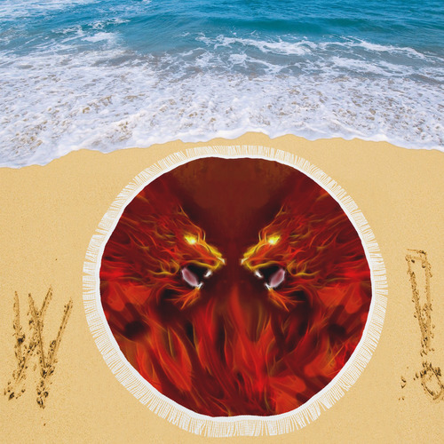Fire Head Lions in Love ;-) Circular Beach Shawl 59"x 59"
