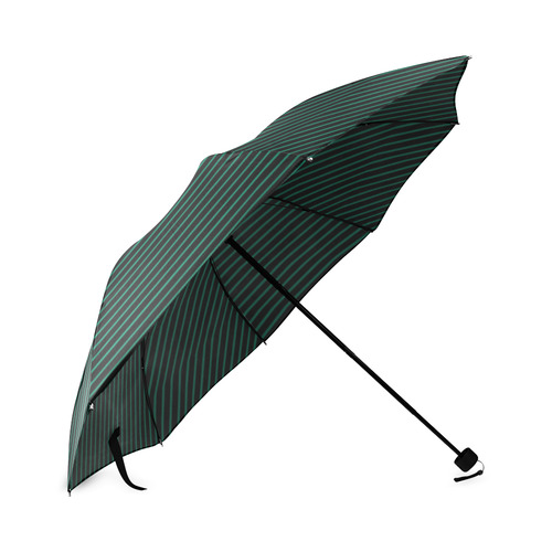 Lush Meadow and Black Diagonal Stripe Foldable Umbrella (Model U01)