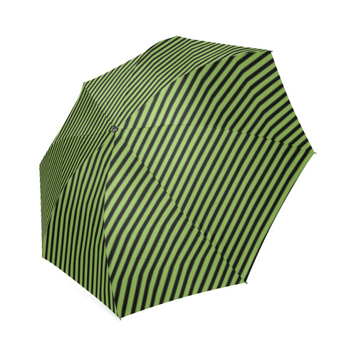 Greenery and Black Diagonal Stripe Foldable Umbrella (Model U01)