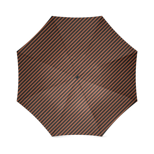 Potter's Clay and Black Diagonal Stripe Foldable Umbrella (Model U01)