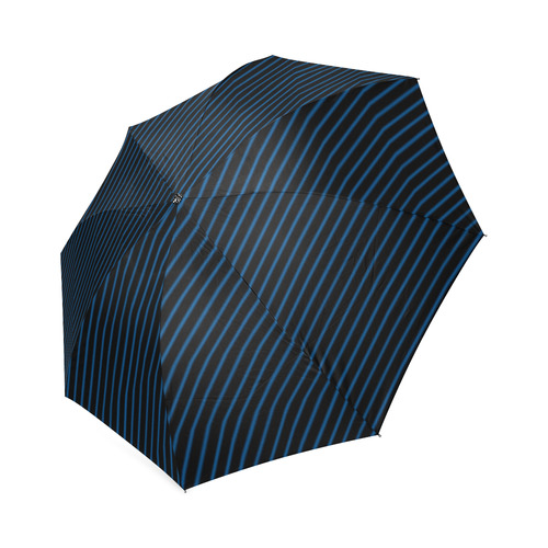 Lapis Blue and Black Diagonal Stripe Foldable Umbrella (Model U01)