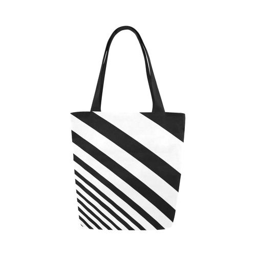 Black & White Bars Canvas Tote Bag (Model 1657)