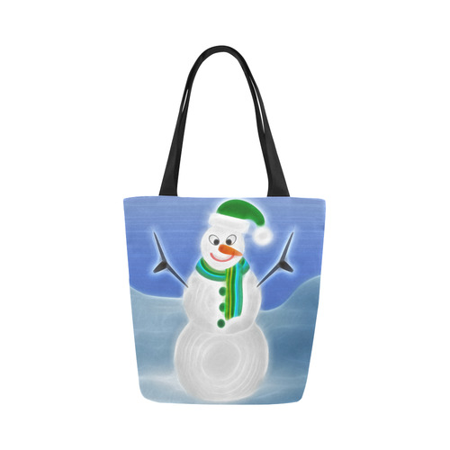 Happy Snowman on Christmas Canvas Tote Bag (Model 1657)
