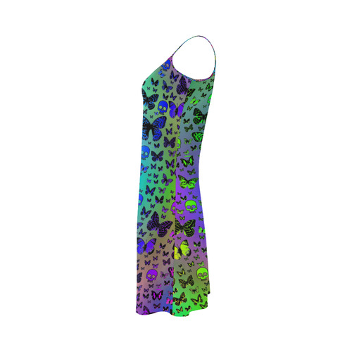 Colorful Skulls & Butterflies Alcestis Slip Dress (Model D05)