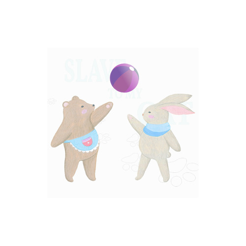 Cute Bear and Rabbit Playing with a Funny Ball Canvas Tote Bag (Model 1657)