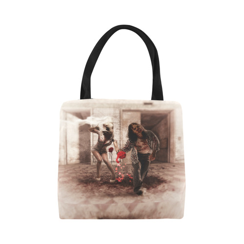 Horror Bride and Zombie  Groom Canvas Tote Bag (Model 1657)