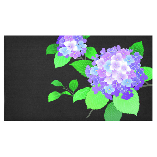Beautiful Hydrangea Floral Japanese Vintage Cotton Linen Tablecloth 60"x 104"