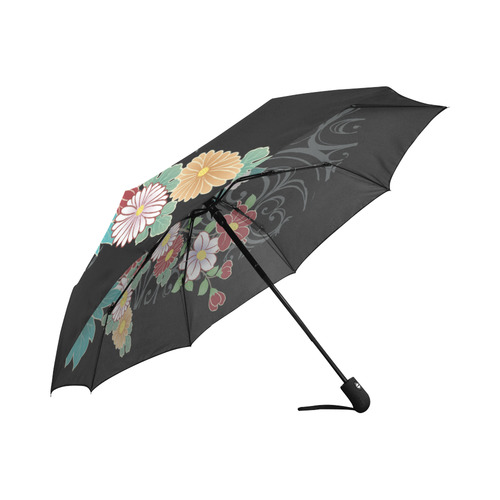 Chrysanthemum Peony Vintage Floral Kimono Pattern Auto-Foldable Umbrella (Model U04)