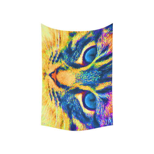 Kitten With Blue Eyes Cotton Linen Wall Tapestry 60"x 40"