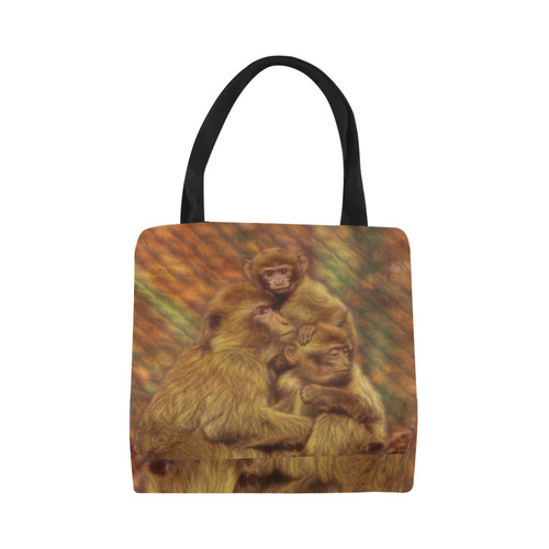 Cute Monkey Family Cuddles Canvas Tote Bag (Model 1657)