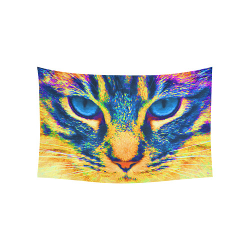 Kitten With Blue Eyes Cotton Linen Wall Tapestry 60"x 40"