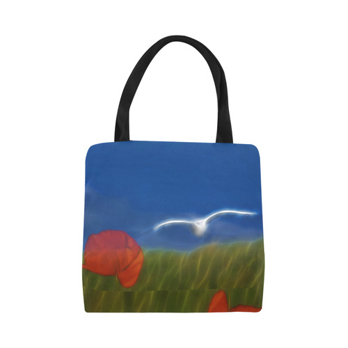 Wonderfull Summer with Seagull and Poppy Canvas Tote Bag (Model 1657)