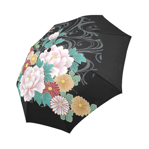 Chrysanthemum Peony Vintage Floral Kimono Pattern Auto-Foldable Umbrella (Model U04)