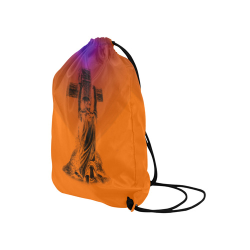 Praying To The Angels Medium Drawstring Bag Model 1604 (Twin Sides) 13.8"(W) * 18.1"(H)