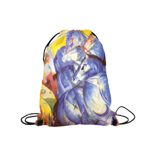 The Tower Of The Blue Horses by Franz Marc Medium Drawstring Bag Model 1604 (Twin Sides) 13.8"(W) * 18.1"(H)