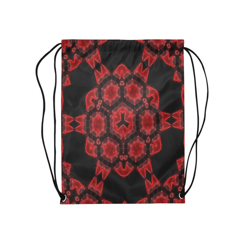 Red Alaun Mandala Medium Drawstring Bag Model 1604 (Twin Sides) 13.8"(W) * 18.1"(H)