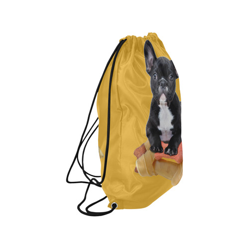 Cute Bulldog Puppy Medium Drawstring Bag Model 1604 (Twin Sides) 13.8"(W) * 18.1"(H)