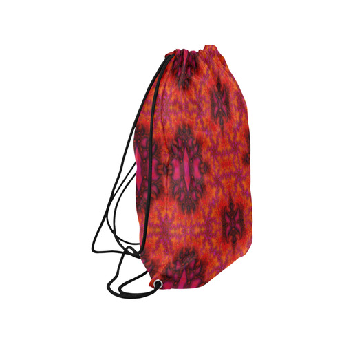 Orange Pink Fractal Pattern Medium Drawstring Bag Model 1604 (Twin Sides) 13.8"(W) * 18.1"(H)